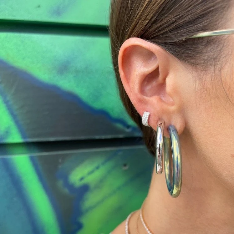 Madison 35mm Tube Hoop Earrings - Image 3