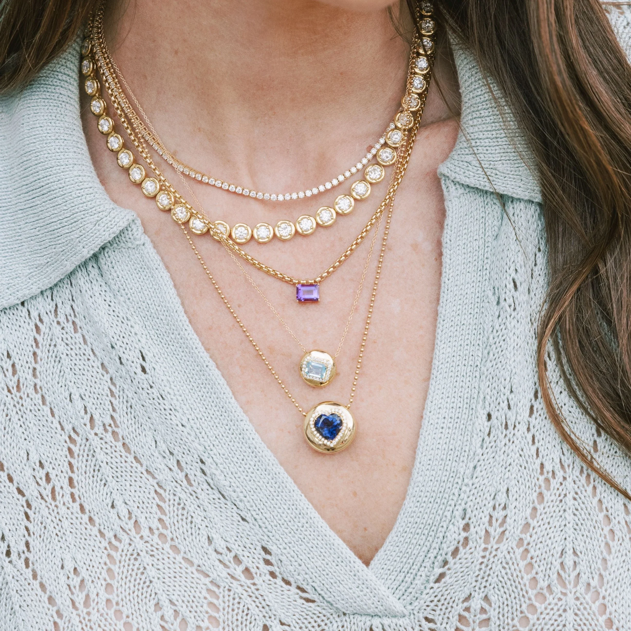 Avery Diamond Box Chain Necklace - Image 3