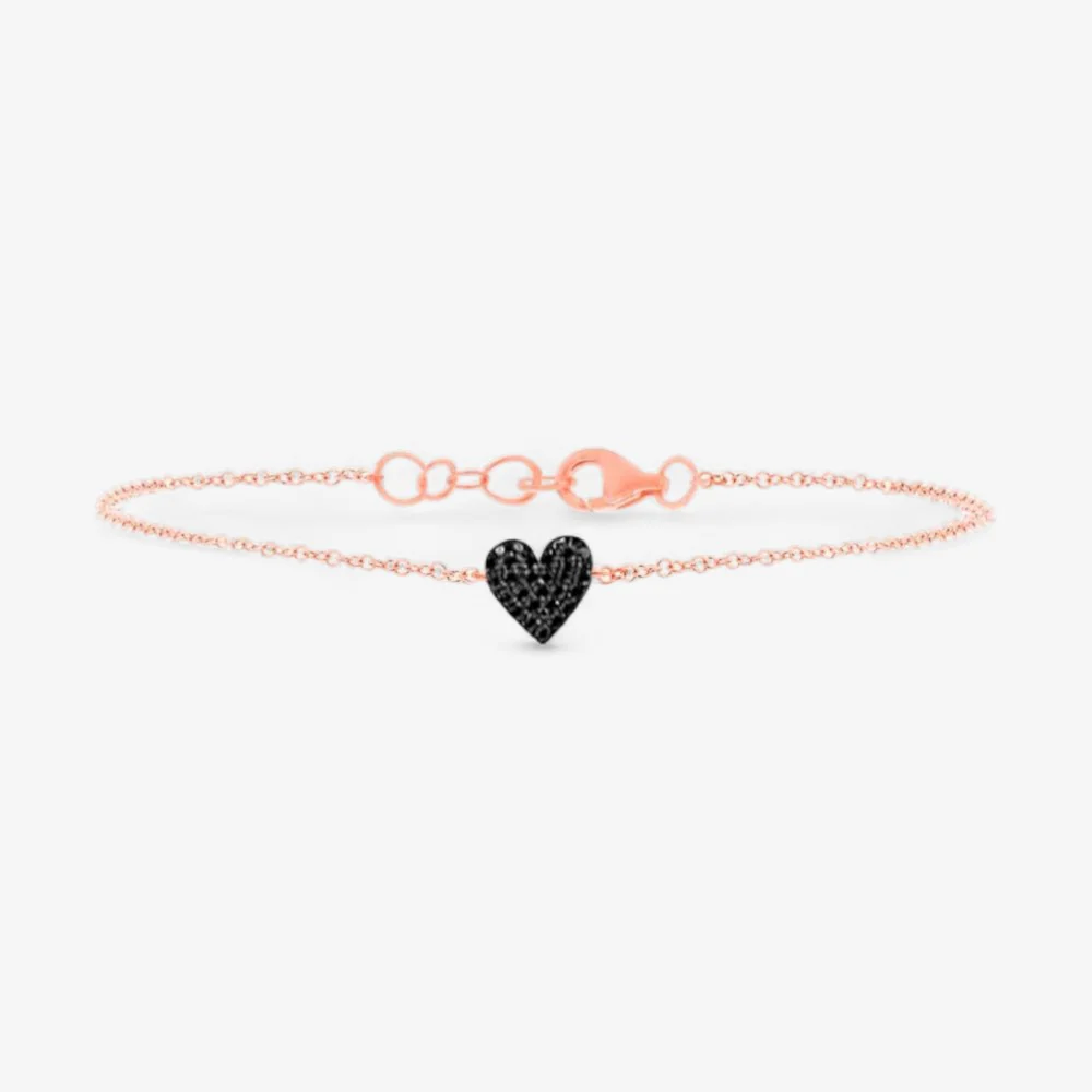 Black Diamond Mini Token Pave Heart Bracelet - Image 3