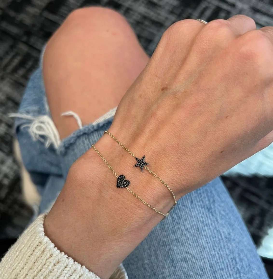 Black Diamond Mini Token Pave Heart Bracelet - Image 4