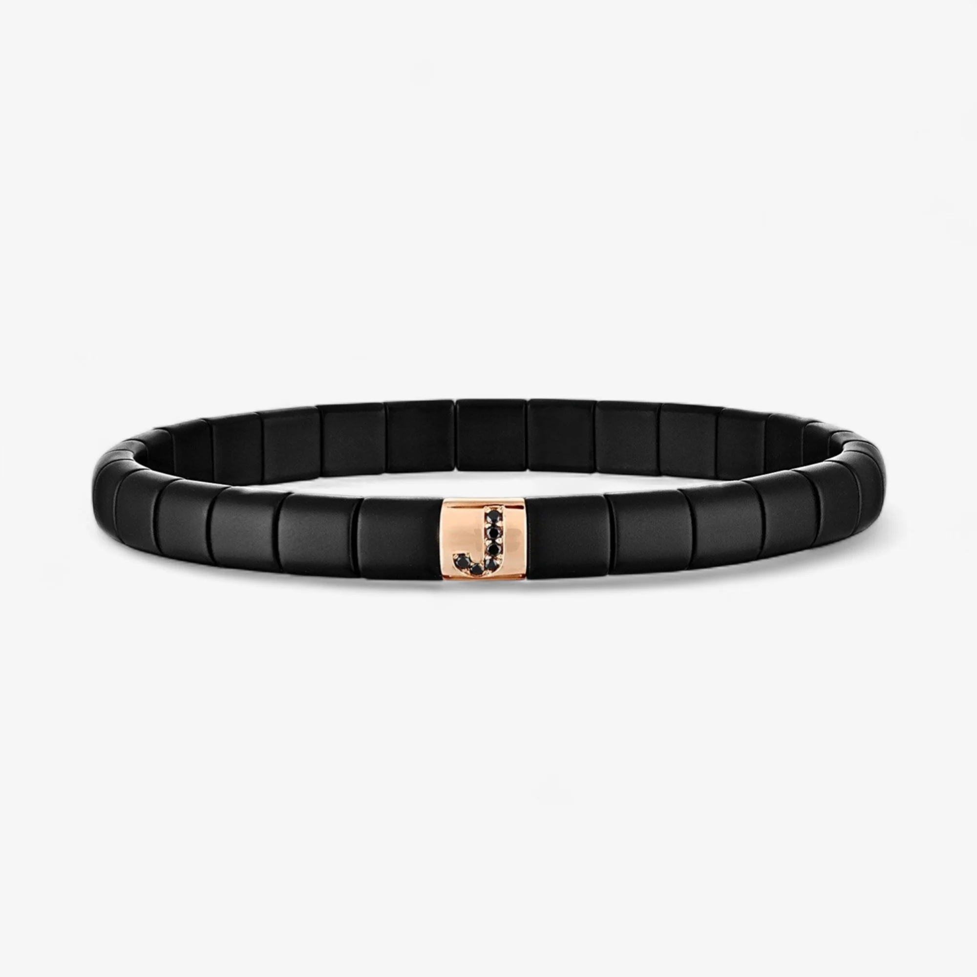 Matte Black Ceramic Bracelet with Initial - Image 10