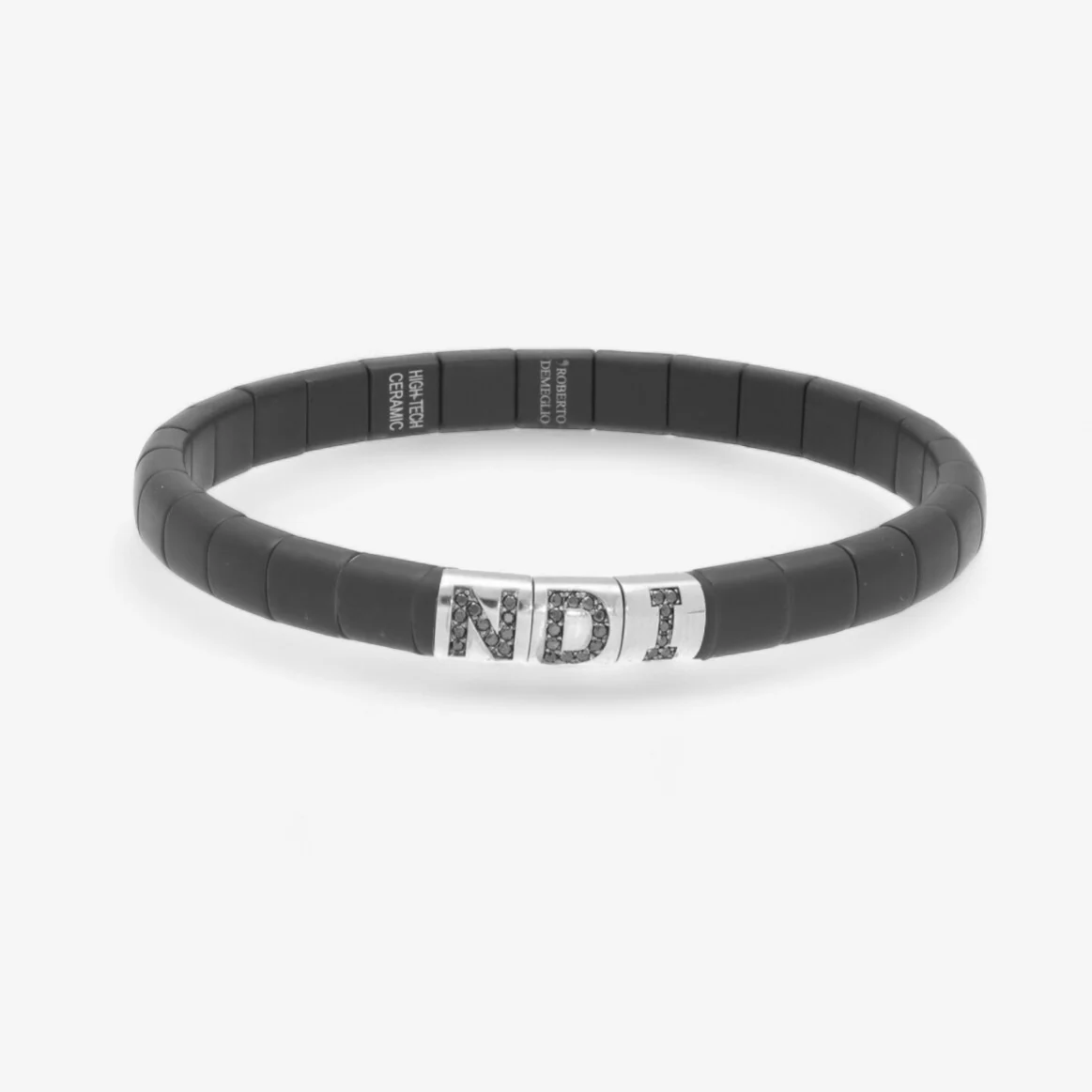 Matte Black Ceramic Bracelet with Initial - Image 12