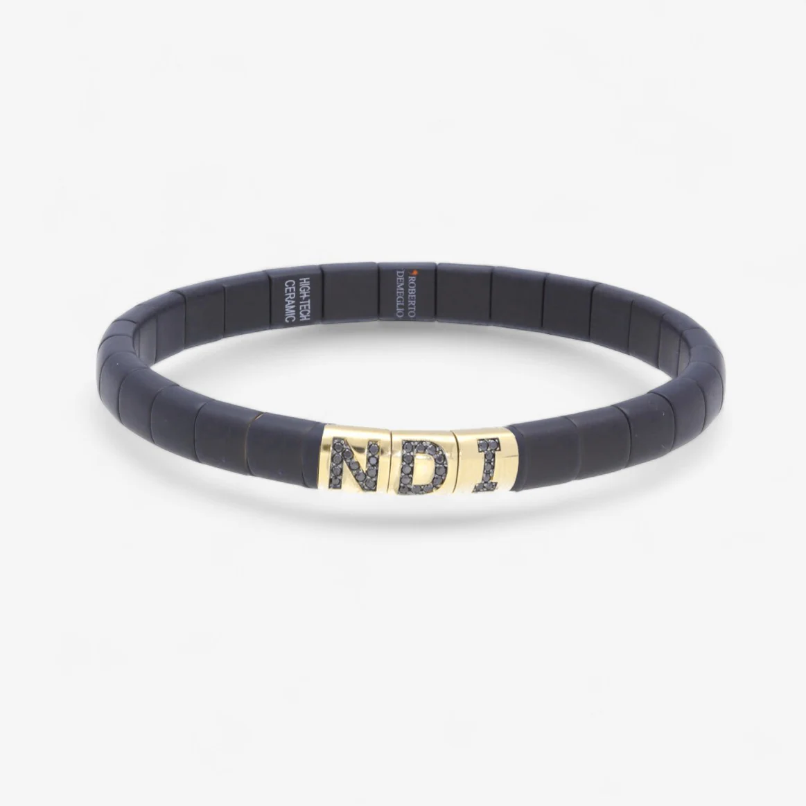 Matte Black Ceramic Bracelet with Initial - Image 13