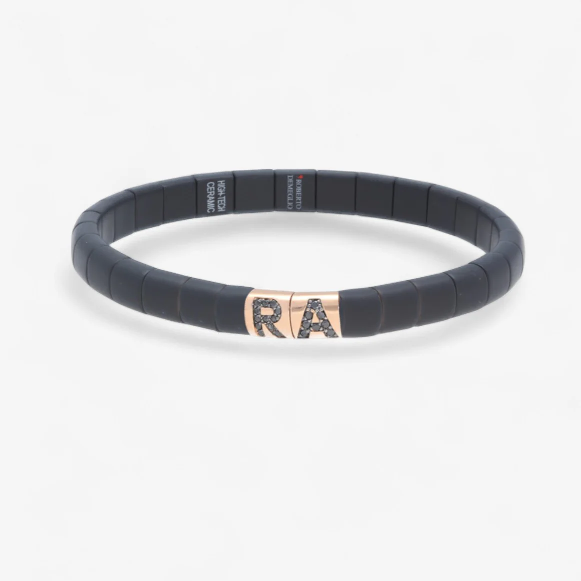 Matte Black Ceramic Bracelet with Initial - Image 6