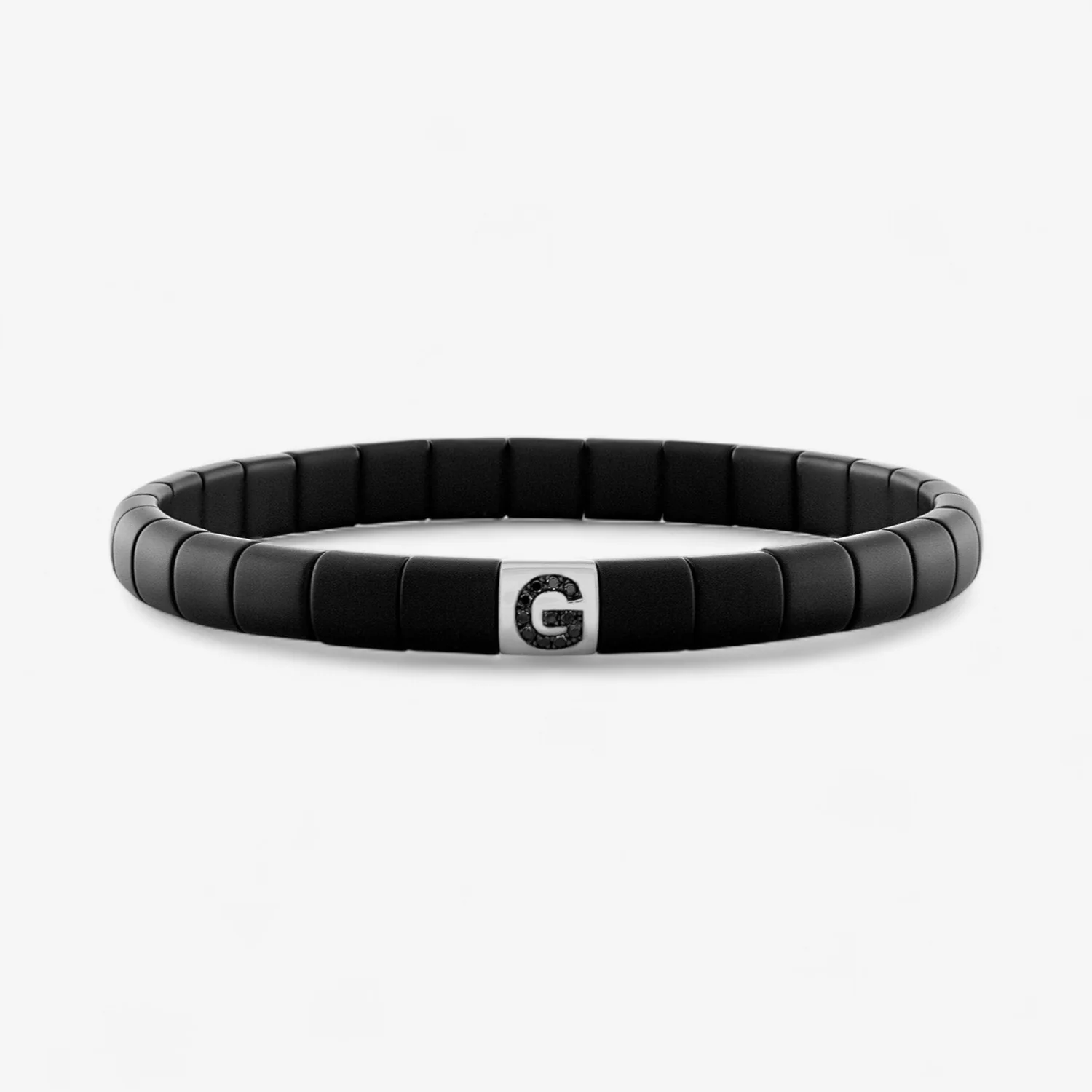 Matte Black Ceramic Bracelet with Initial - Image 7