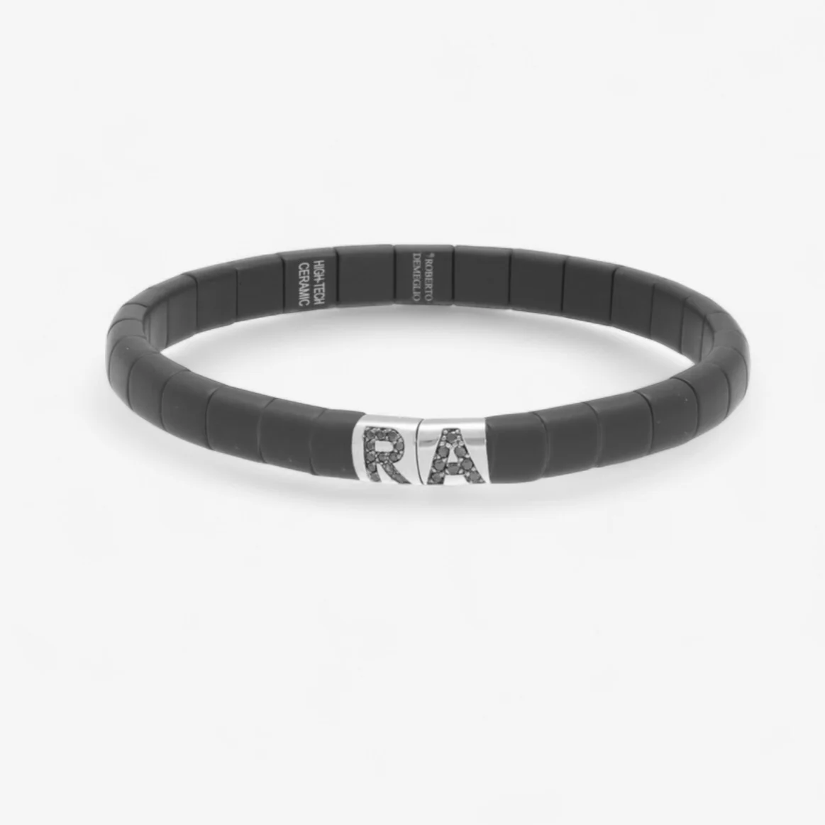 Matte Black Ceramic Bracelet with Initial - Image 8