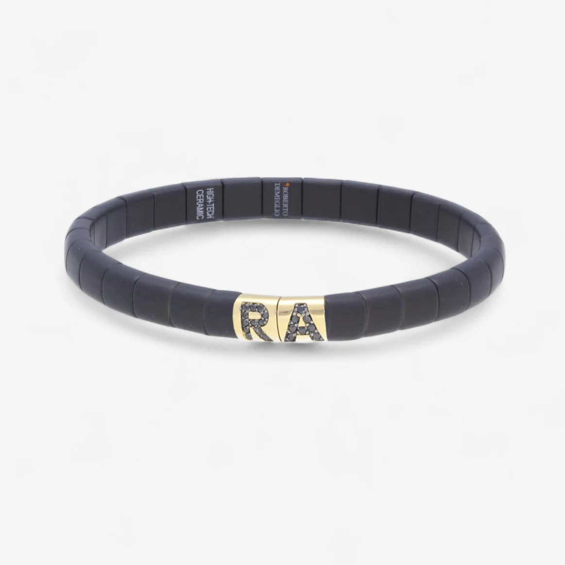 Matte Black Ceramic Bracelet with Initial - Image 9