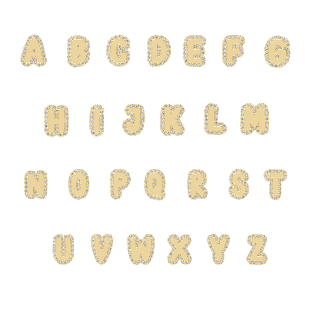 Large Bubble Initial Charm with Pave Outline Necklace - Image 4