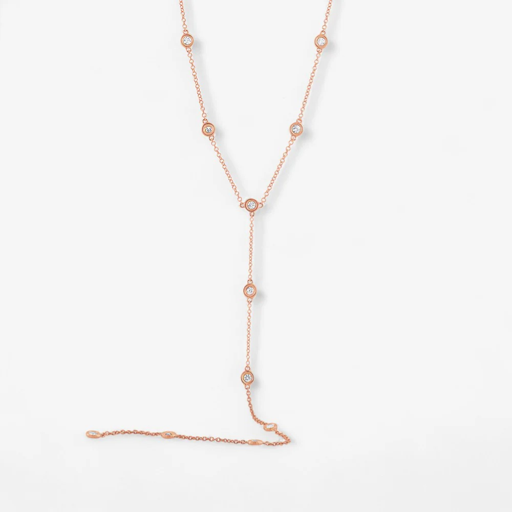 Margot Diamond Bezel Station Lariat Necklace - Image 3