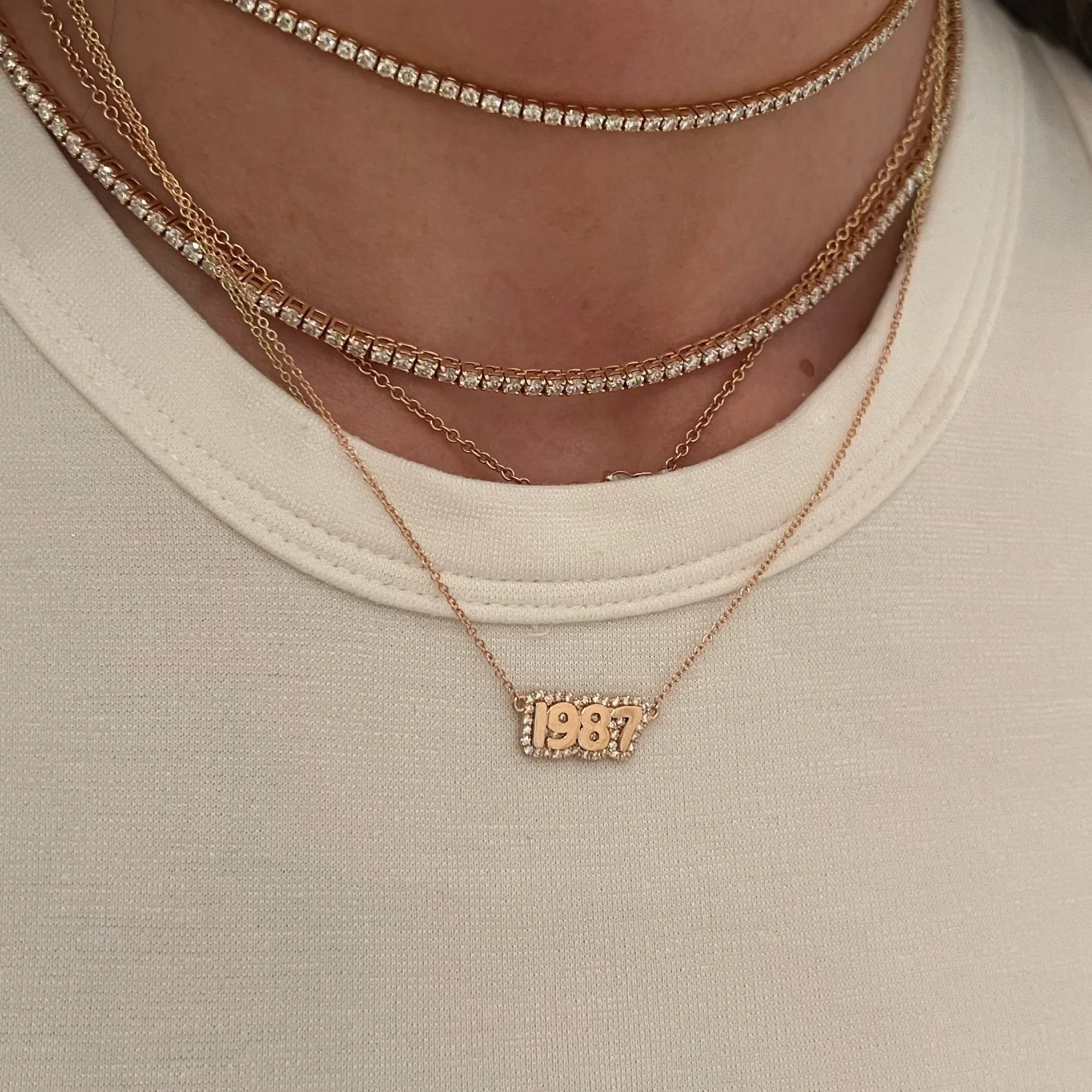 Extra Small Bubble with Pave Outline Necklace - Image 10