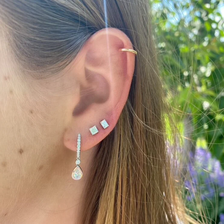 Signature Emerald Cut Diamond Stud Earrings - Image 4