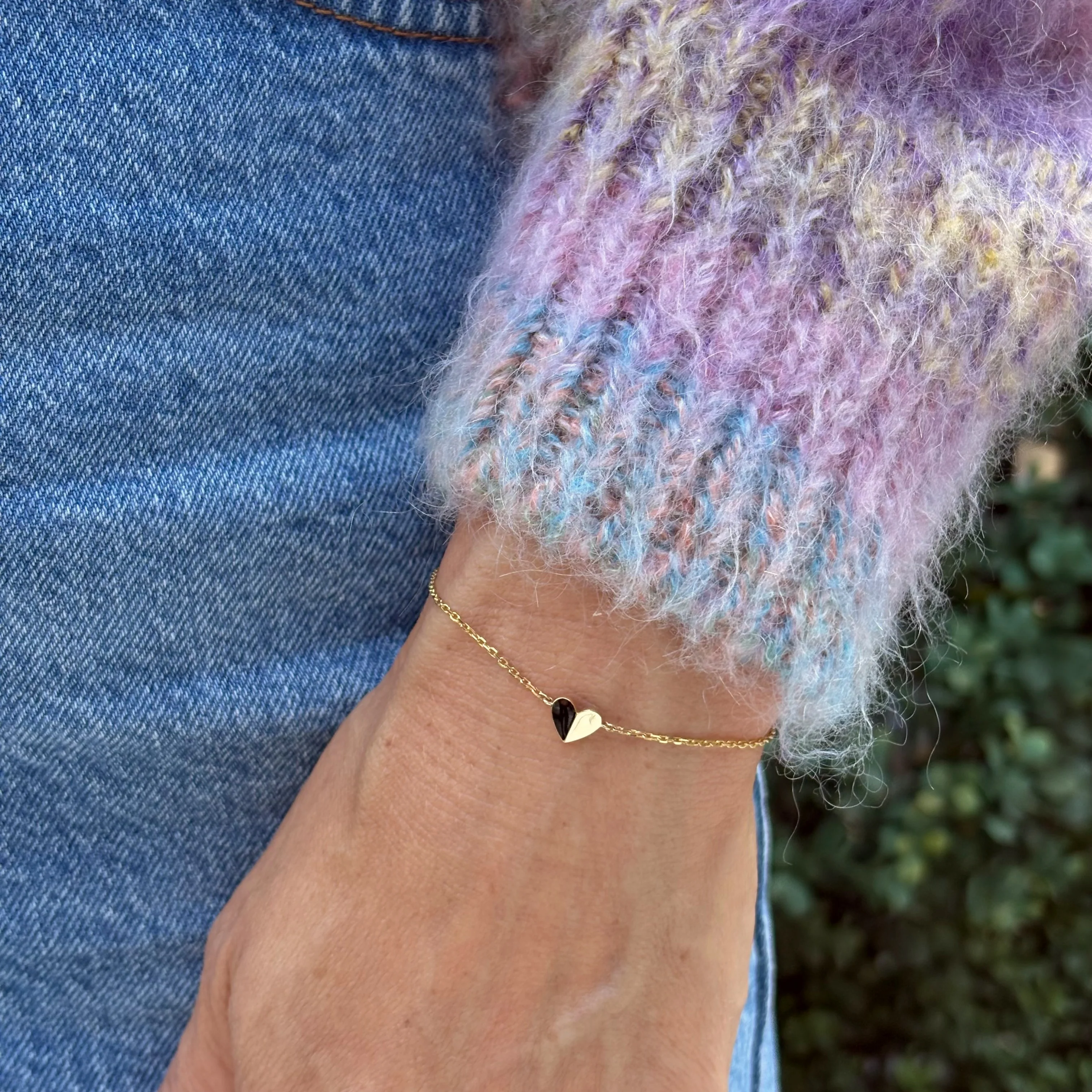 Grace Black Enamel Heart Bracelet - Image 4