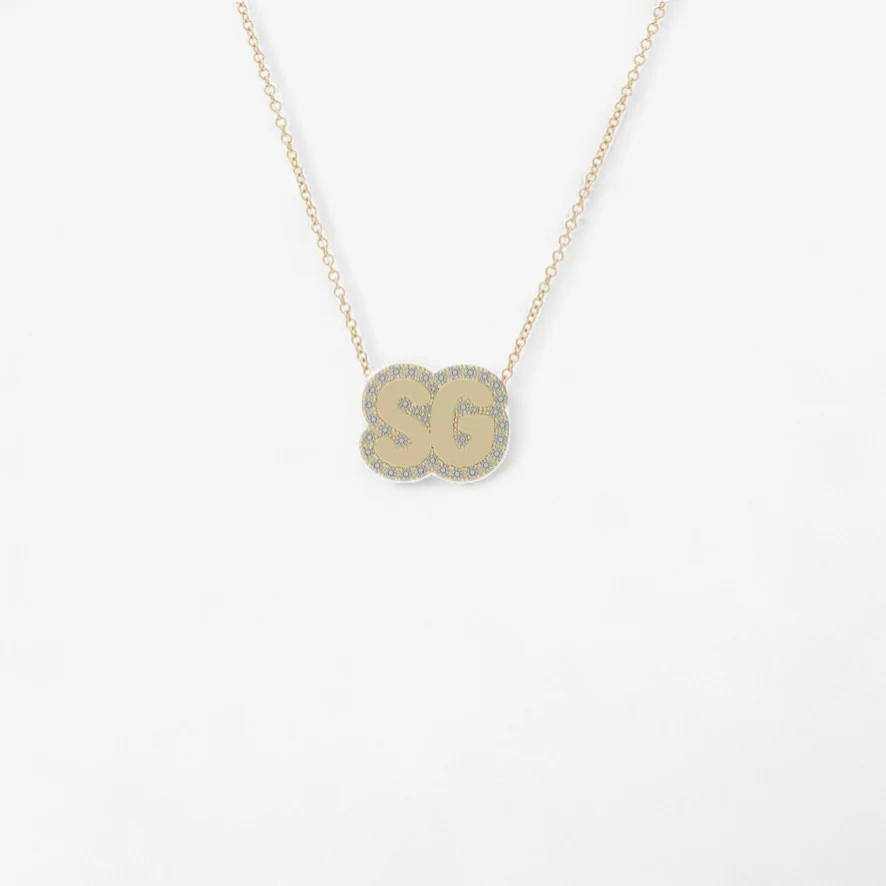 Large Bubble with Pave Outline Necklace - Image 7