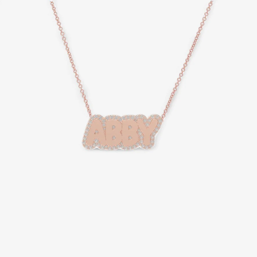 Large Bubble with Pave Outline Necklace - Image 8