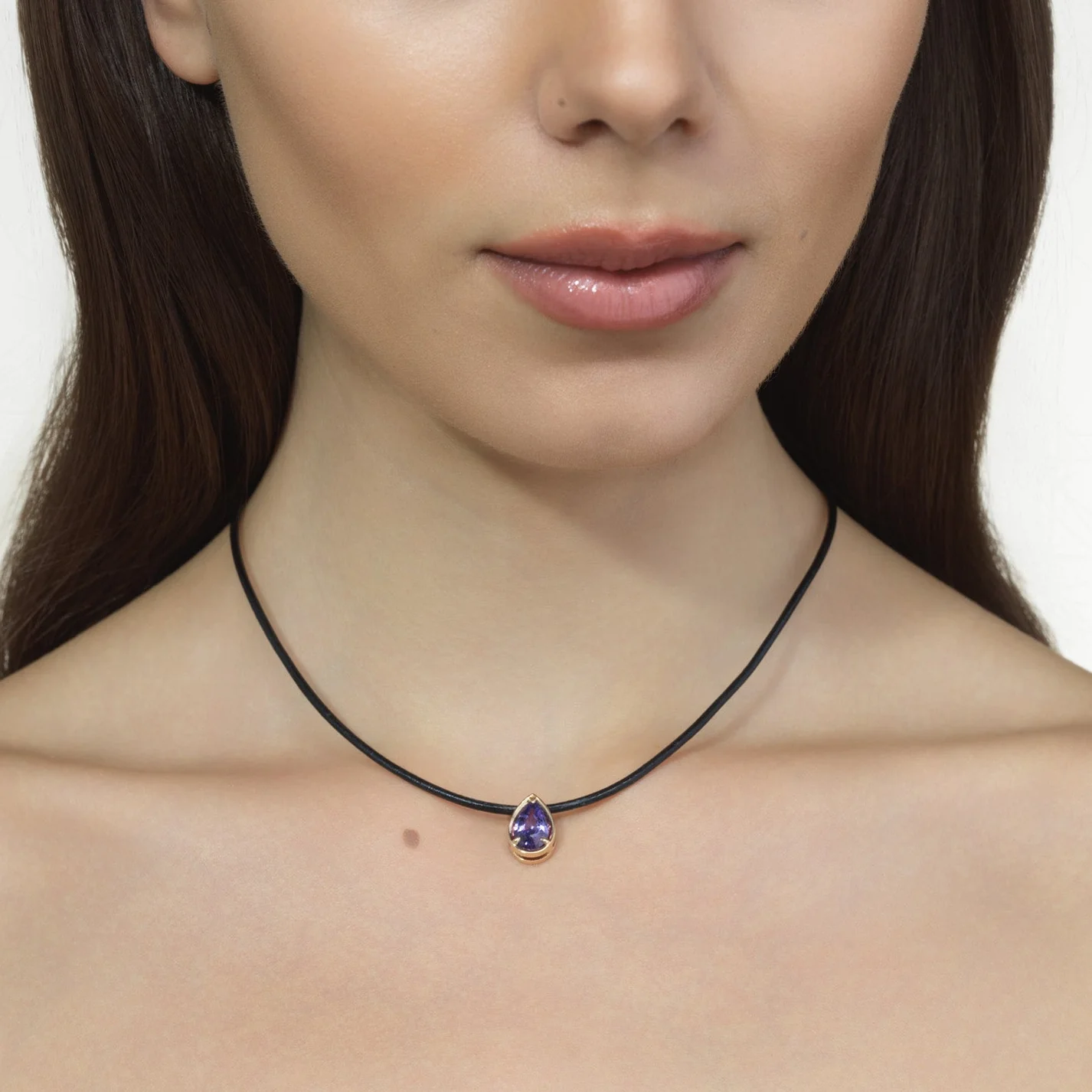 Margot Lavender Sapphire Pear Necklace - Image 3