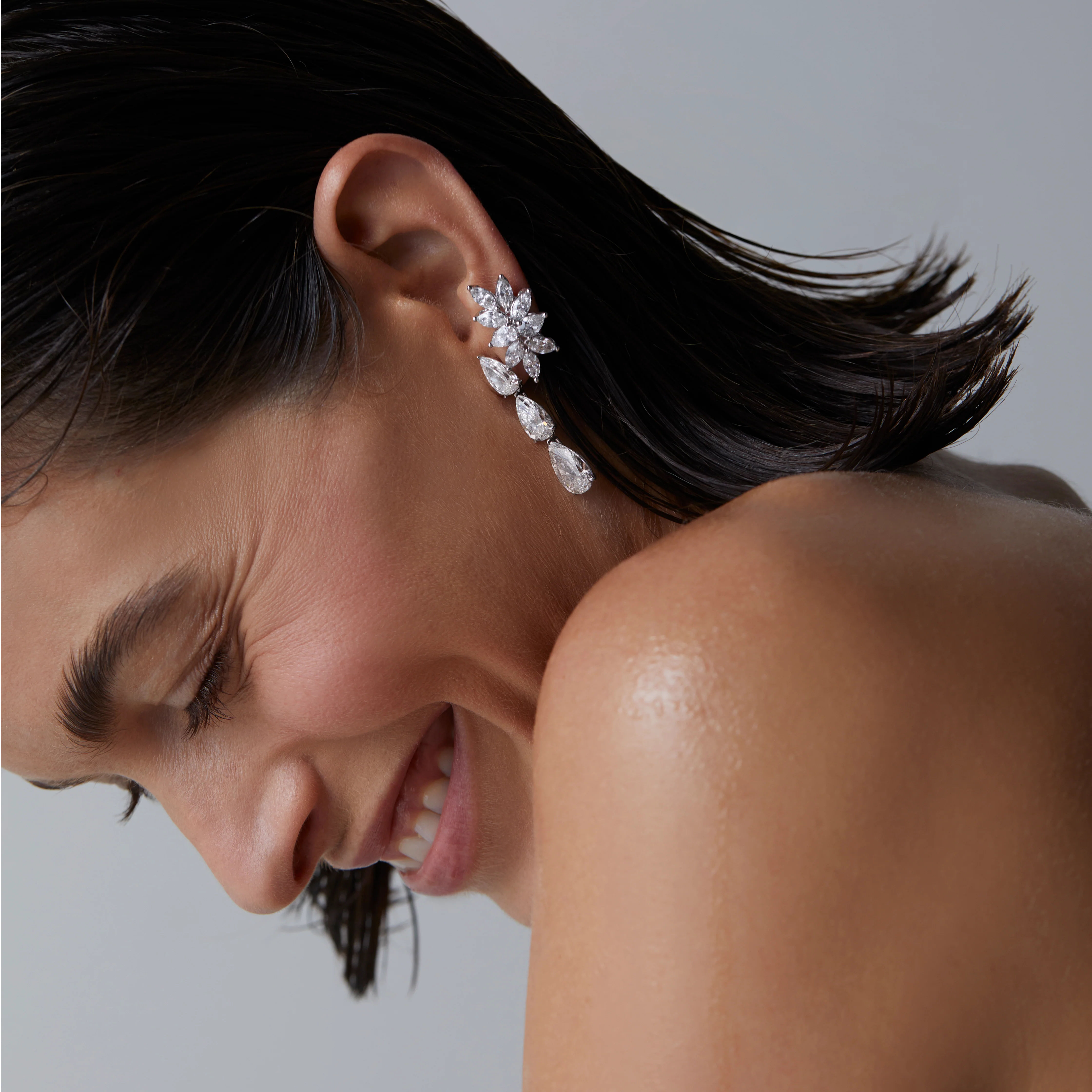 Signature Marquise Diamond Cluster Earrings - Image 3