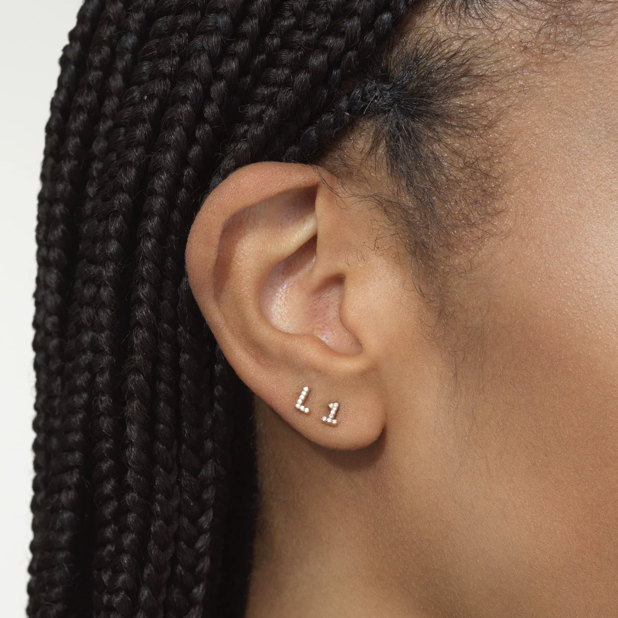 Mini Pave Block Number Studs - Image 3