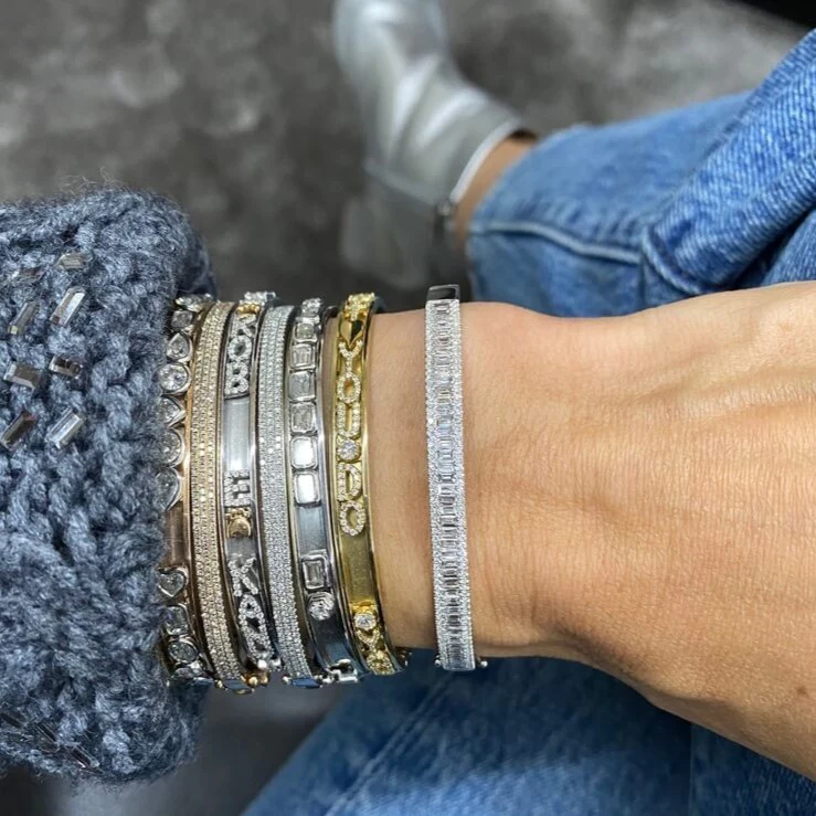 Ivy Diamond Baguette Bangle - Image 3