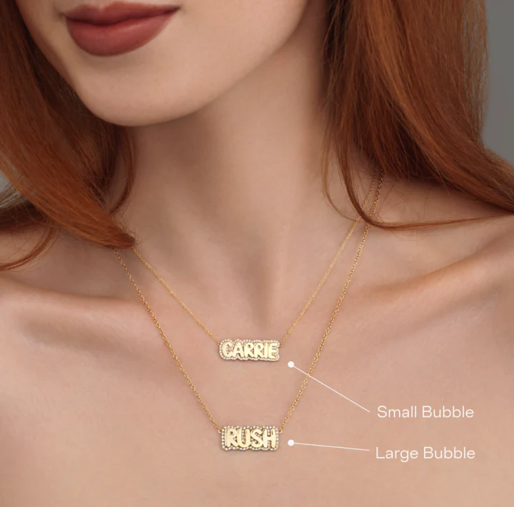 Small Bubble with Pave Outline Necklace - Image 3