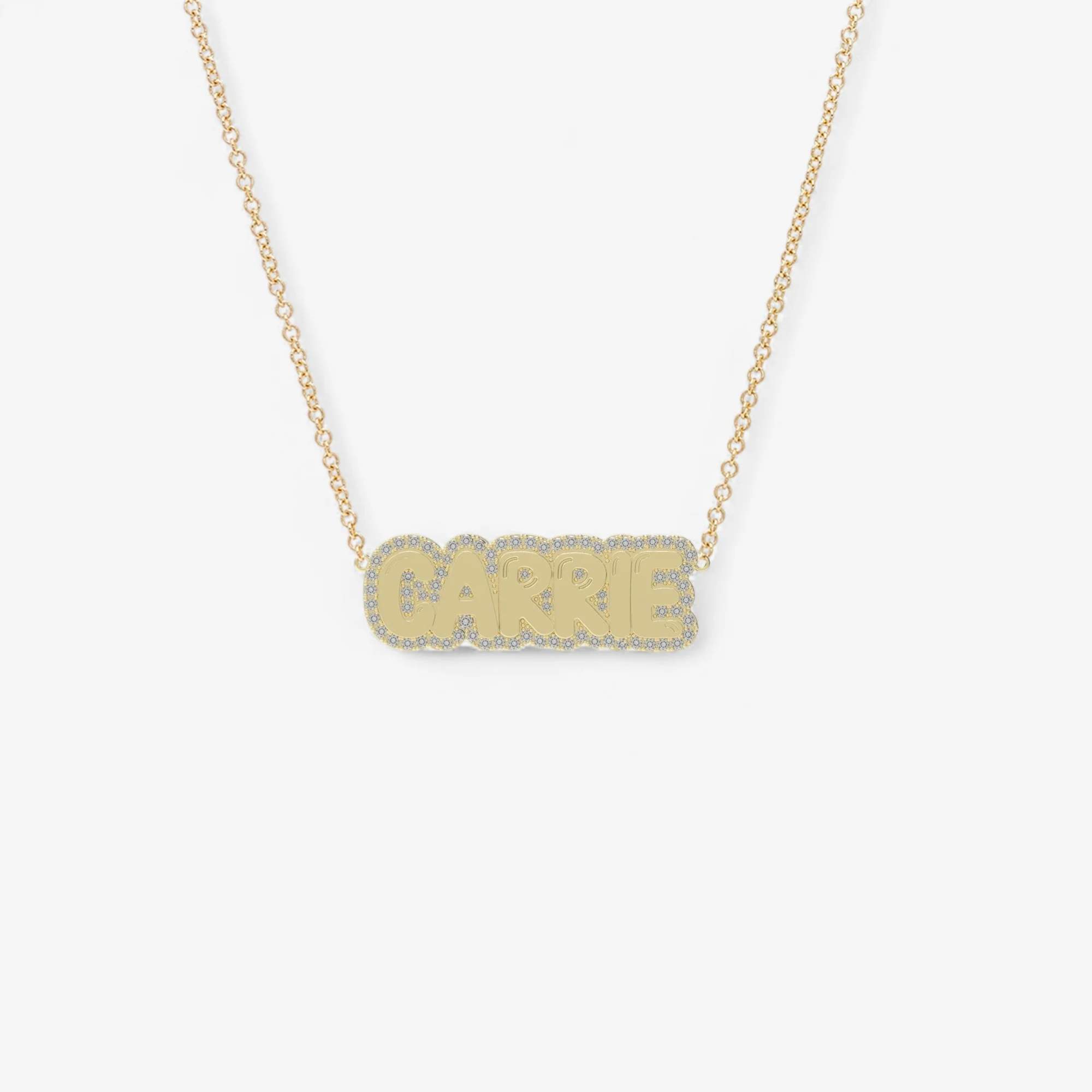 Small Bubble with Pave Outline Necklace - Image 7