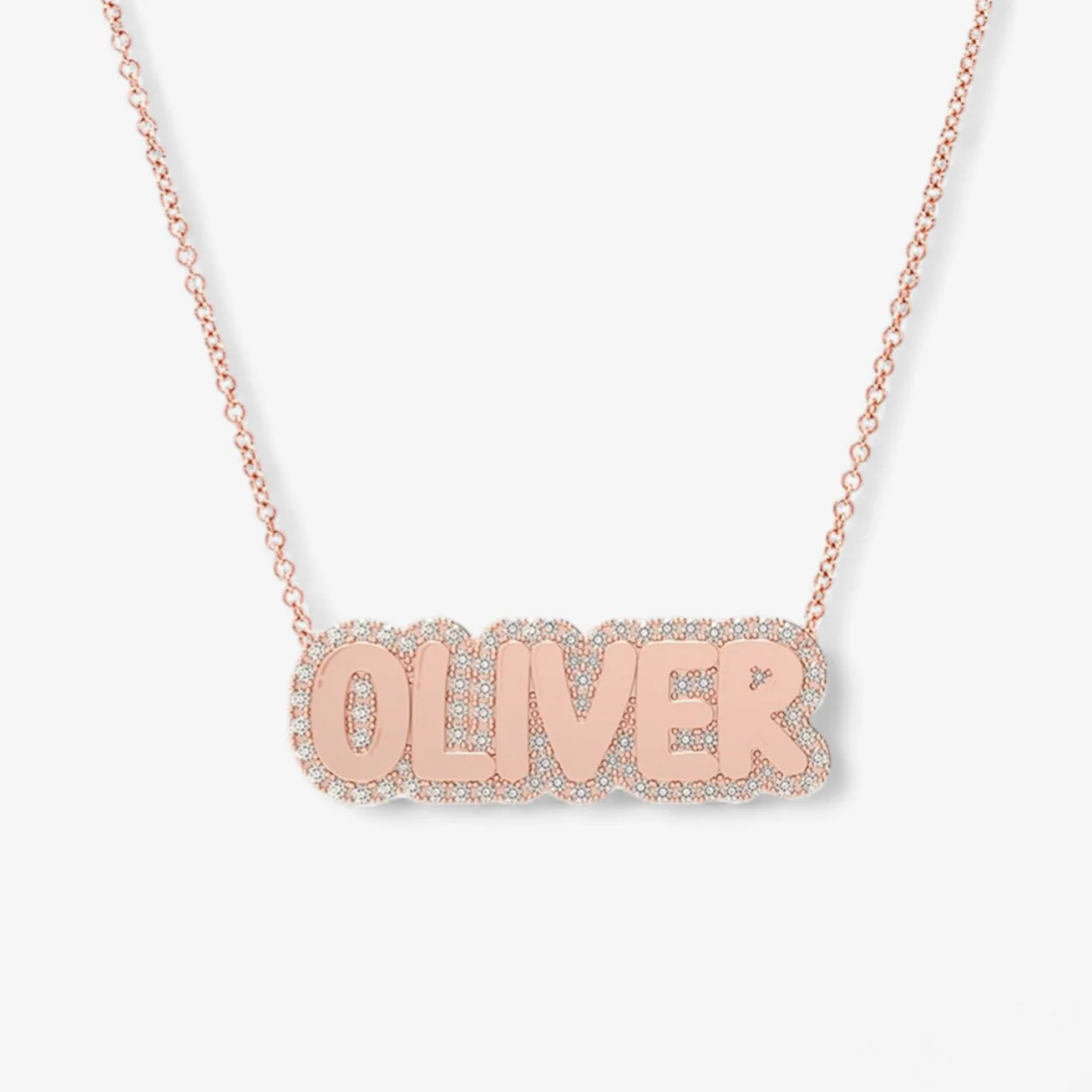 Small Bubble with Pave Outline Necklace - Image 9